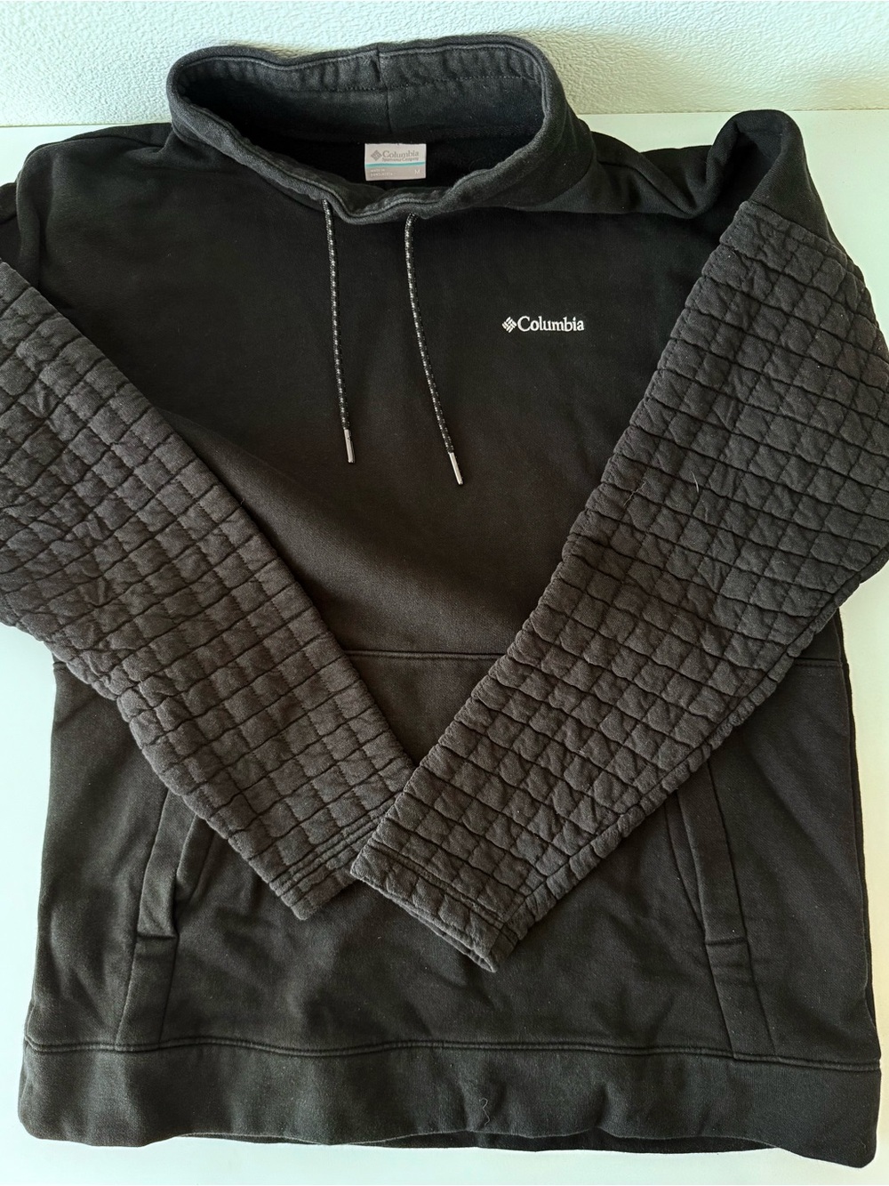 Columbia Sunday Summit Black Funnel Neck Pullover Sweatshirt Quilted Sleeves M - Picture 6 of 10